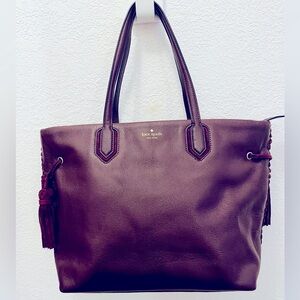 Kate Spade Burgundy Pebble Leather Satchel Very Good Pre-Owned Condition